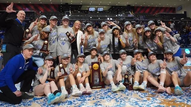 The Lakers, here celebrating after the national championship, are No. 1 in DII women's basketball. 